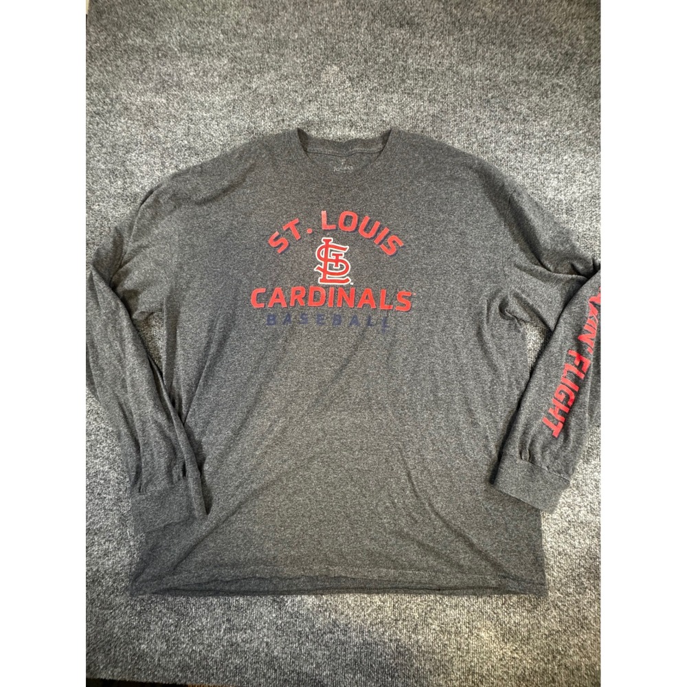 St. Louis‎ Cardinals Baseball Long Sleeve Shirt Gray Mens 2XL Takin Flight
